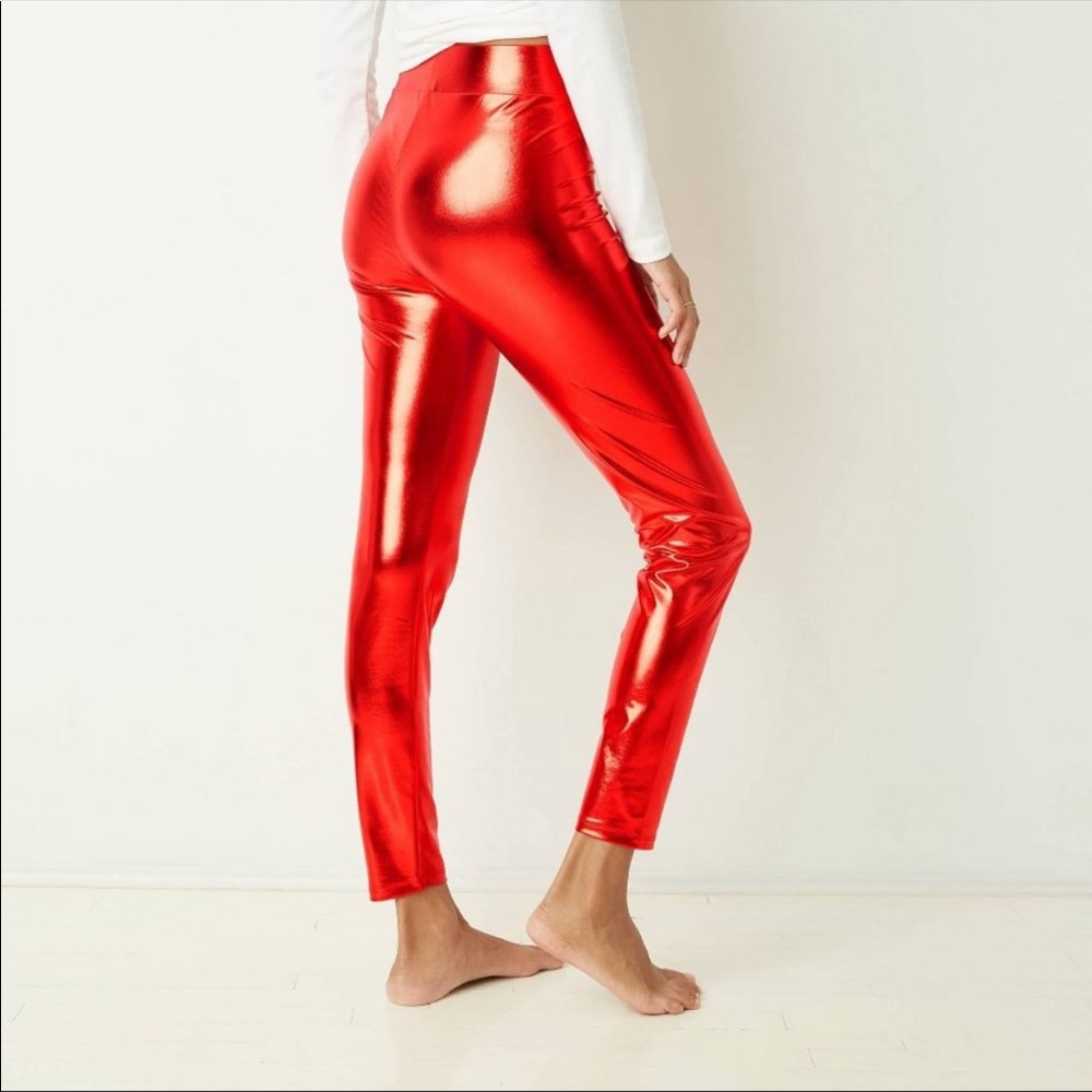 NWT RED METALLIC PARISIAN COOL GIRL ZOE + LIV LUREX LEGGINGS ⭐️⭐️⭐️⭐️⭐️
